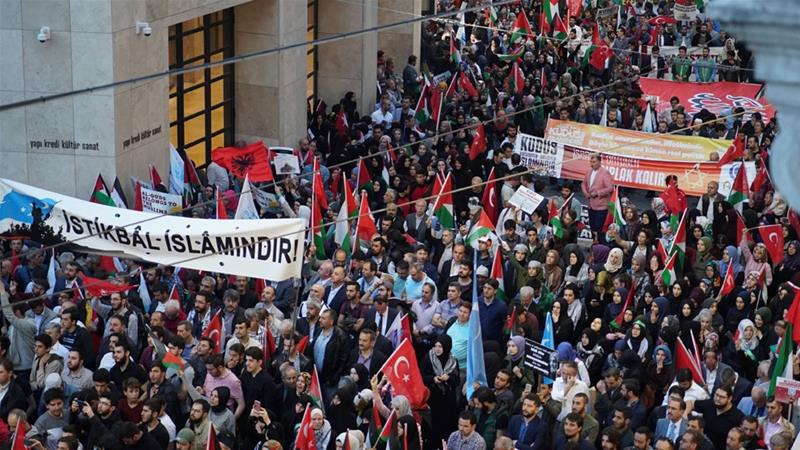 Biển người biểu tình ở Thổ Nhĩ Kỳ ủng hộ dân Palestine và phản đối Mỹ ảnh 1