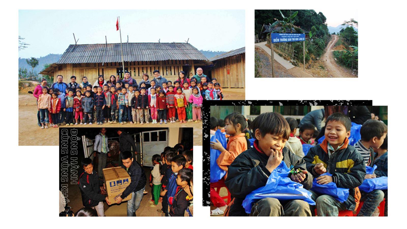 Đoàn viên thanh niên báo Tin tức đến với điểm trường Làng Cò, Trường Phổ thông dân tộc nội trú Nậm Mười, Văn Chấn.