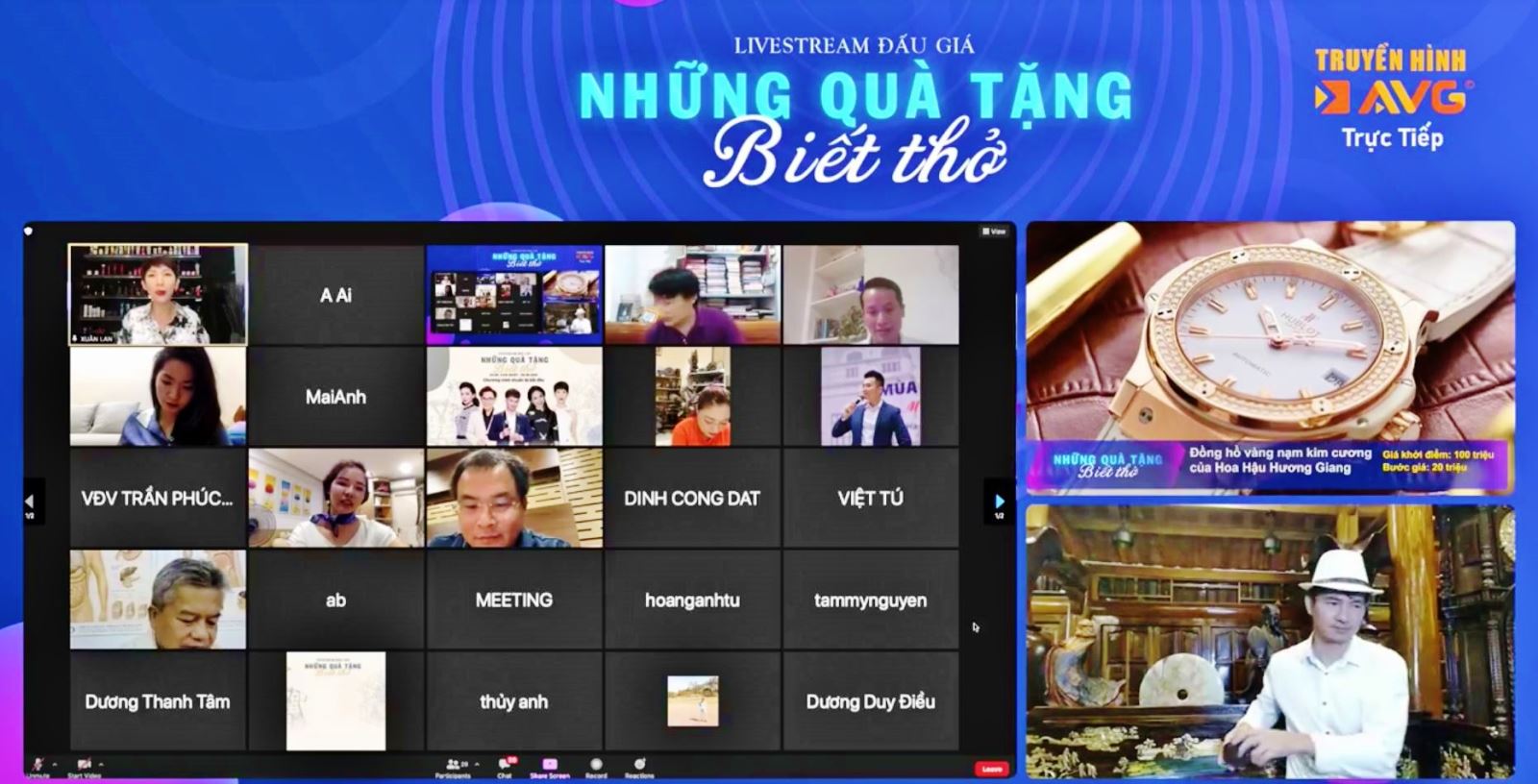 Livestream bán đấu giá các kỷ vật, vật phẩm có ý nghĩa thu hút hàng nghìn tham gia online.