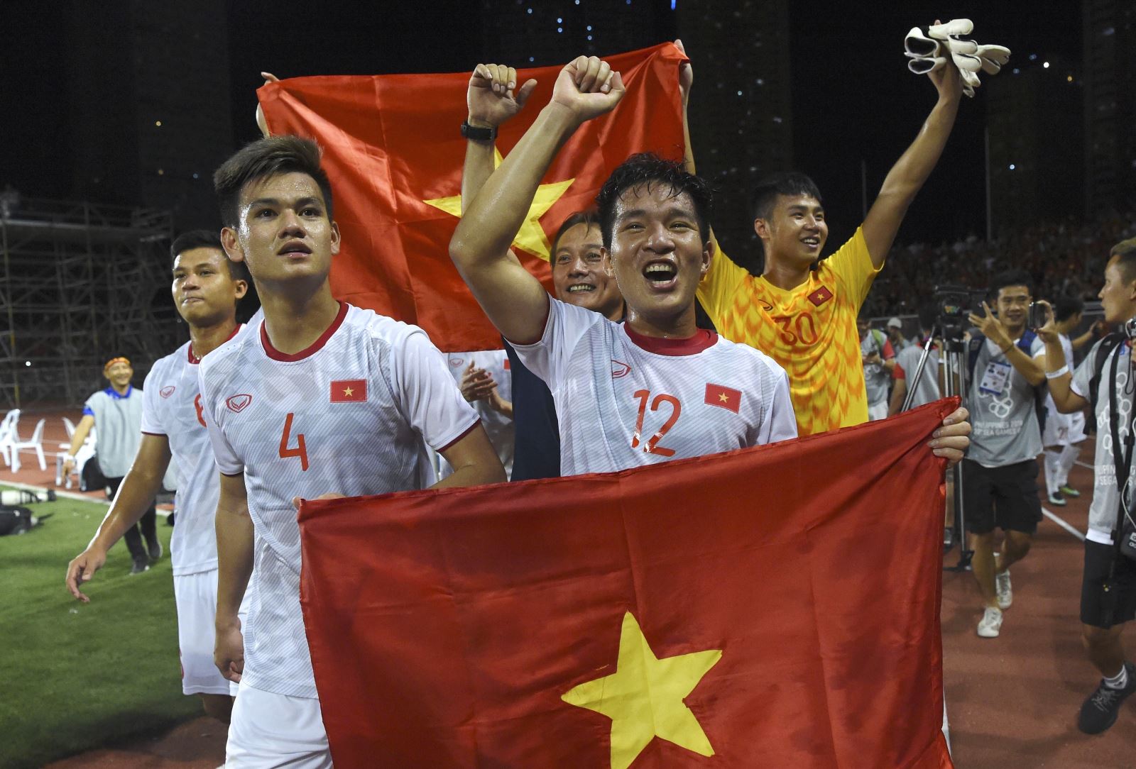 Tuyển U22 Việt Nam hiện thực giấc mơ HCV SEA Games. Ảnh: TTXVN