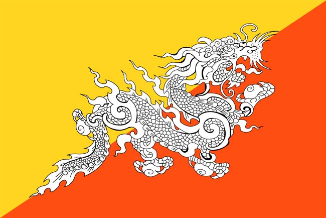 Rồng trắng trên quốc kỳ Bhutan. Ảnh: Daily Bhutan