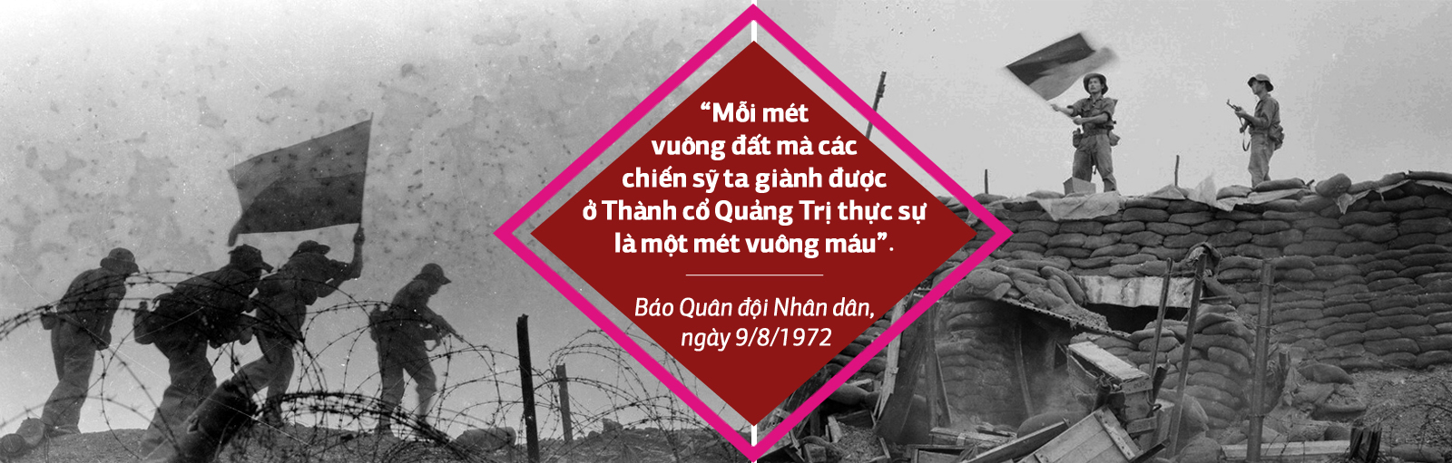 Các chiến sỹ giải phóng phất cờ chiến thắng trên nóc lô cốt địch ở điểm cao 365 (Quảng Trị), ngày 30/3/1972.