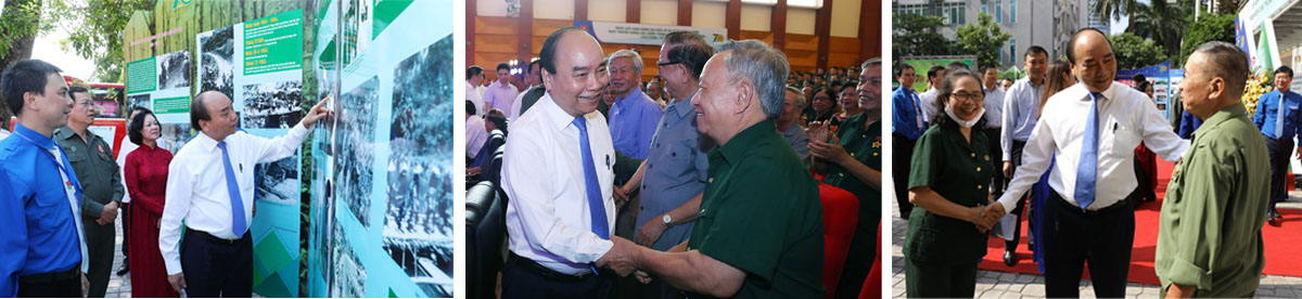 Thủ tướng Chính phủ Nguyễn Xuân Phúc với các đại biểu cựu Thanh niên xung phong.