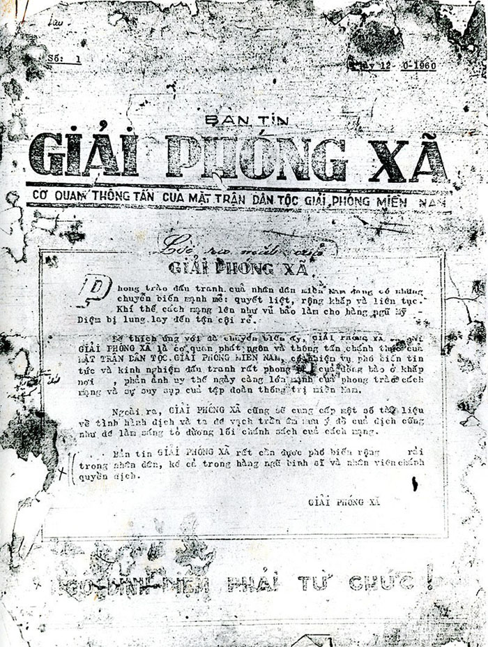 Bản tin đầu tiên của TTXGP ra mắt ngày 12/10/1960.