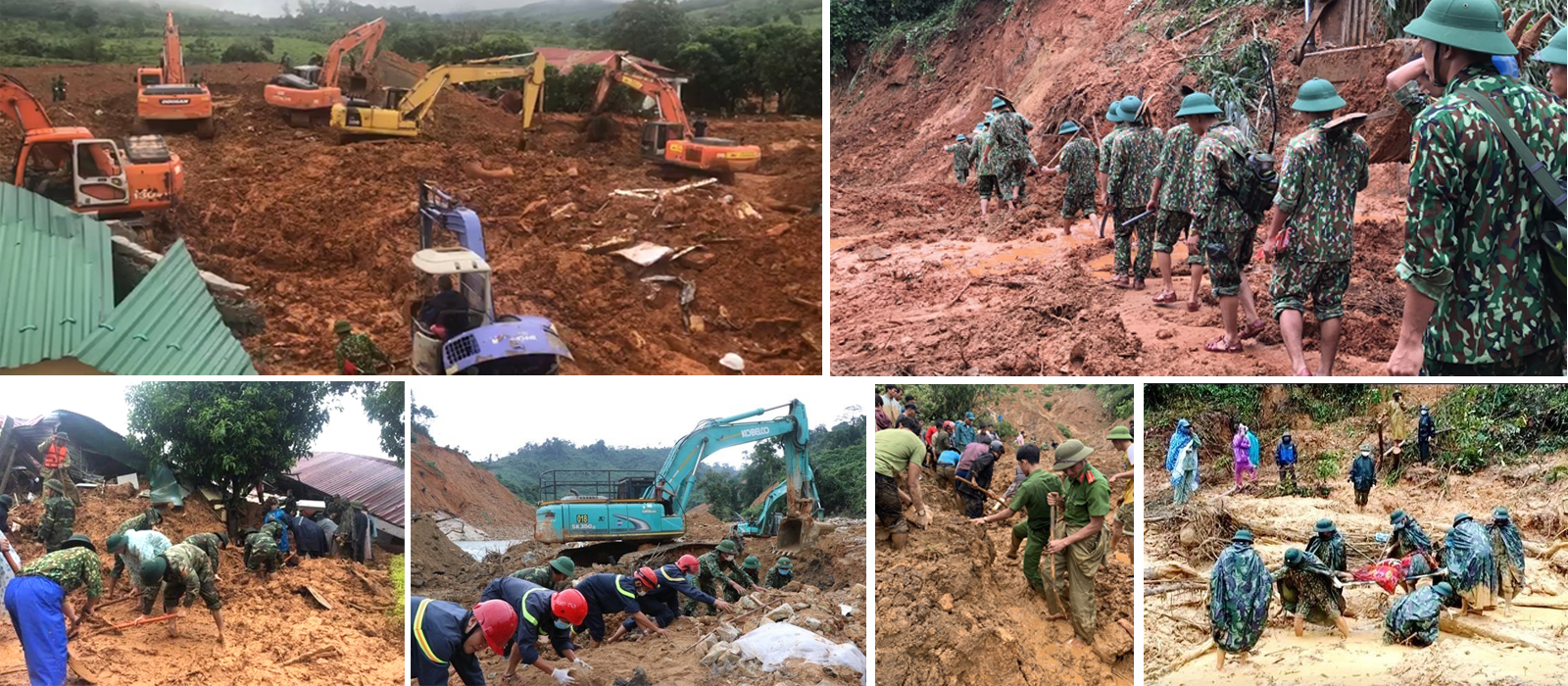 Lực lượng cứu hộ tìm kiếm các nạn nhân mất tích do sạt lở.