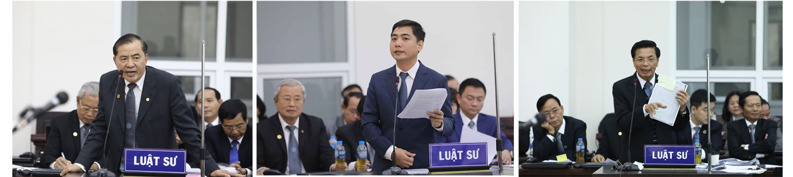 Các luật sư bào chữa cho bị cáo tại phiên tòa xét xử sơ thẩm vụ án Tổng Công ty Viễn thông MobiFone mua 95% cổ phần của Công ty Cổ phần nghe nhìn Toàn Cầu (AVG).