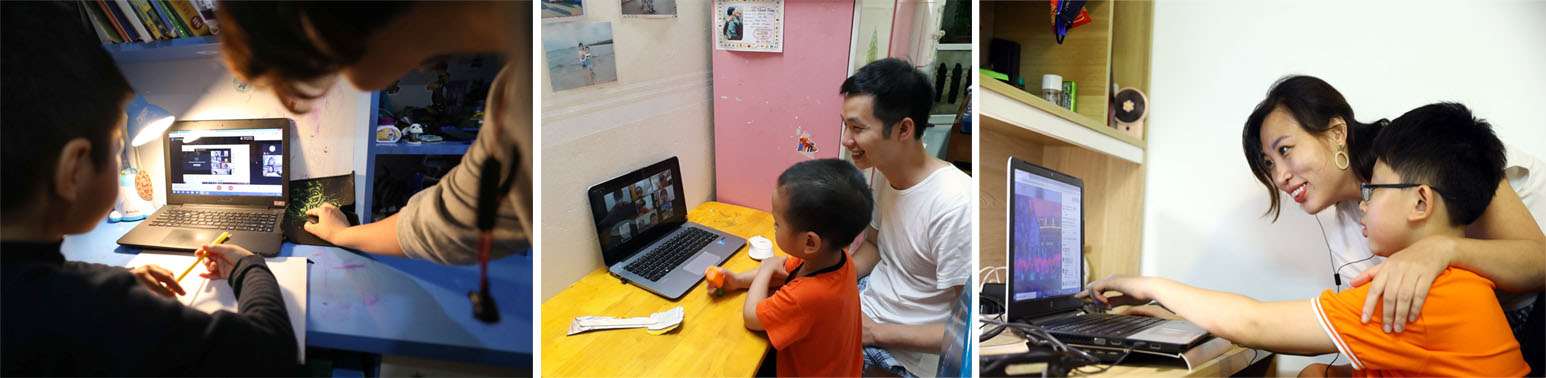 Việc học online của các con cần sự giám sát, hỗ trợ của các bậc phụ huynh.