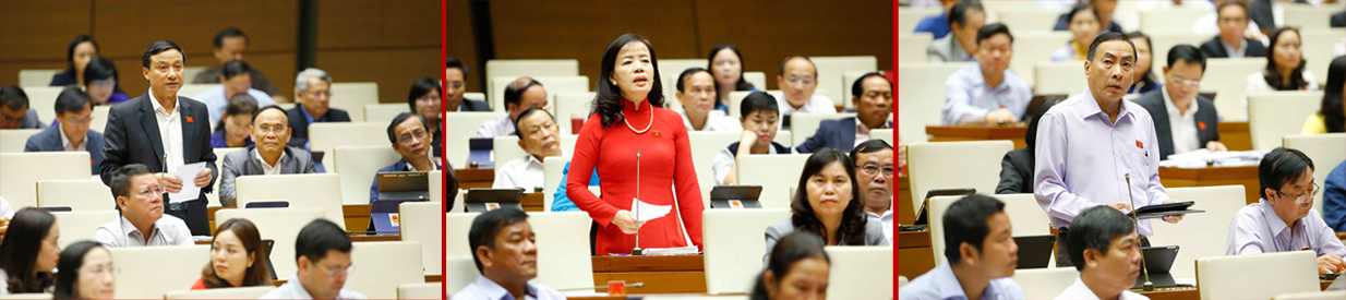 Các đại biểu tham gia chất vấn thành viên Chính phủ tại Kỳ họp thứ 10, Quốc hội khóa XIV.