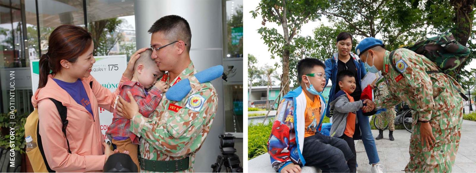 Khoảnh khắc chia tay của cán bộ, nhân viên Bệnh viện dã chiến cấp 2 số 3 với gia đình, người thân trước khi lên đường làm nhiệm vụ tại Bentiu, Nam Sudan.