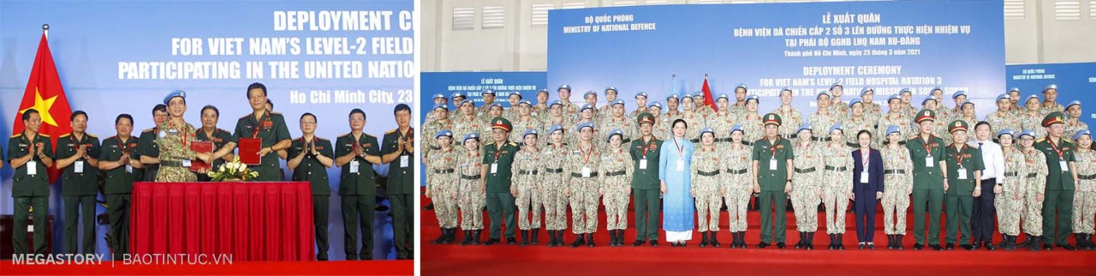 Lễ xuất quân Bệnh viện dã chiến cấp 2 số 3 thay thế Bệnh viện Dã chiến cấp 2 số 2 đã hoàn thành nhiệm vụ tại Bentiu, Nam Sudan.
