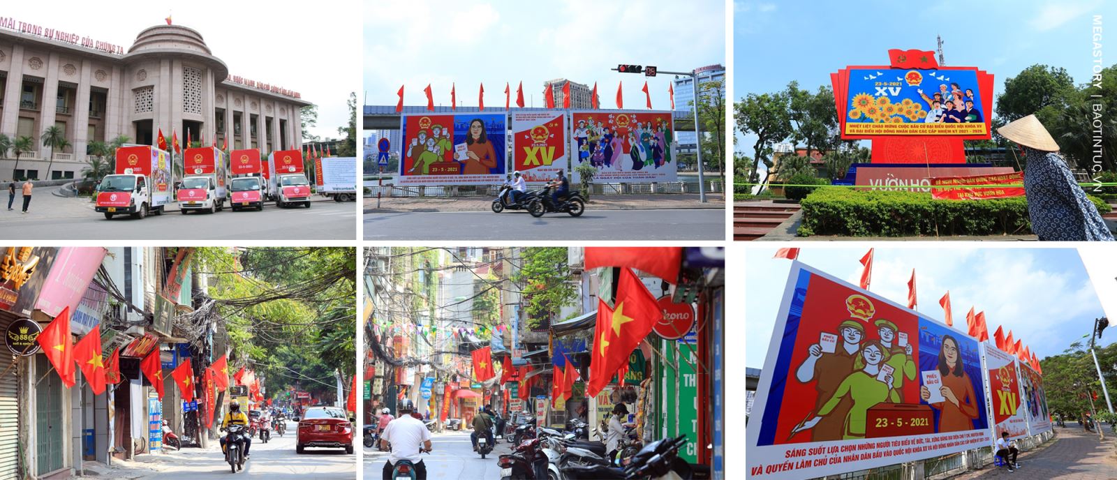 Thủ đô Hà Nội rực rỡ cờ hoa cho ngày bầu cử.