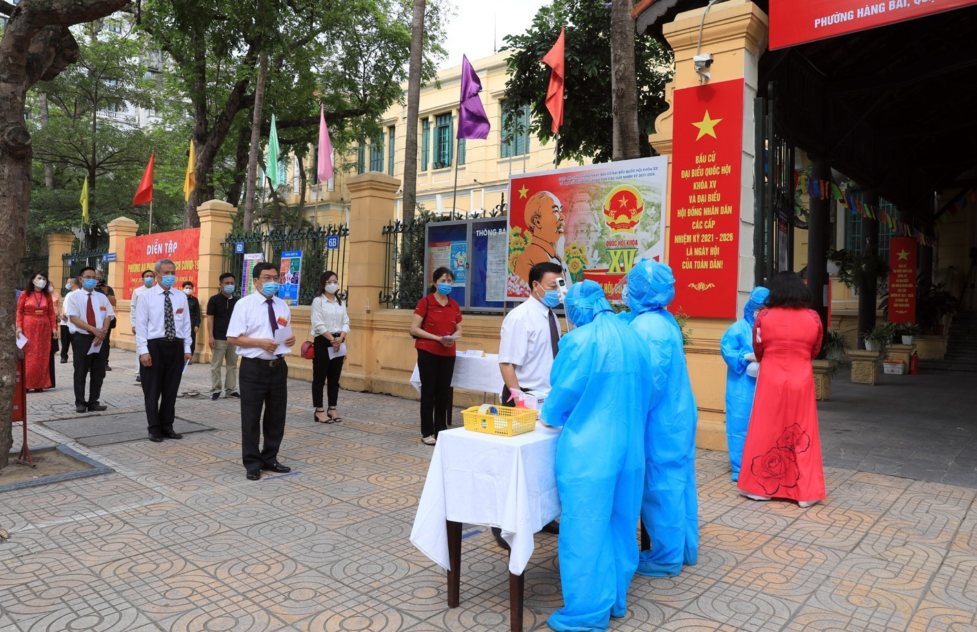 Diễn tập đảm bảo an toàn và thành công cho ngày bầu cử, nhất là đối phó với những diễn biến phức tạp của dịch COVID-19.