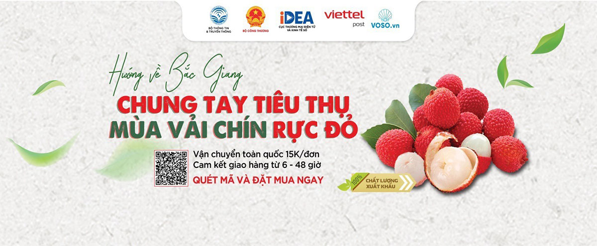 Vải thiều Bắc Giang được giới thiệu bán online.
