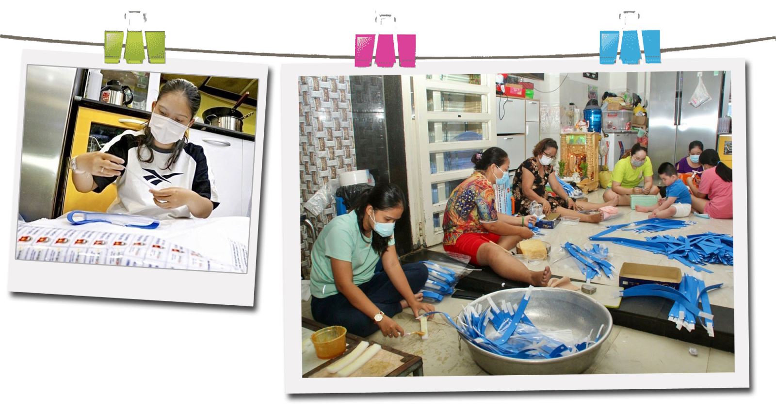 Gia đình chị Đỗ Phạm Nguyệt Thanh làm tấm chắn giọt bắn gửi tặng các cơ sở y tế trên địa bàn TP Hồ Chí Minh.