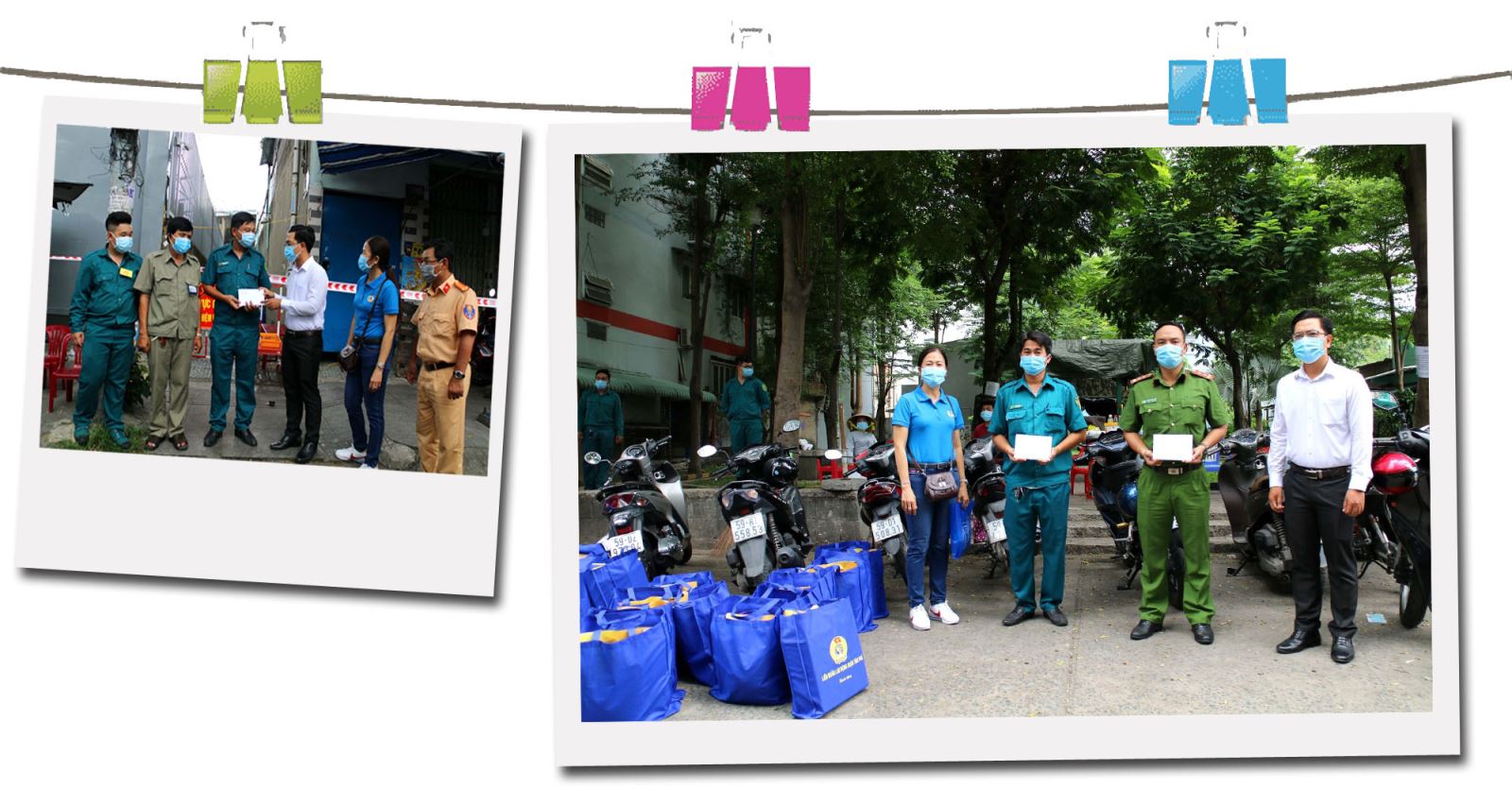 Ông Phạm Hưng Quốc Bảo, Phó Bí thư Thường trực quận Tân Phú thăm hỏi, tặng quà các lực lượng chốt chặn tại điểm cách ly trên đường Kênh Tân Hóa.