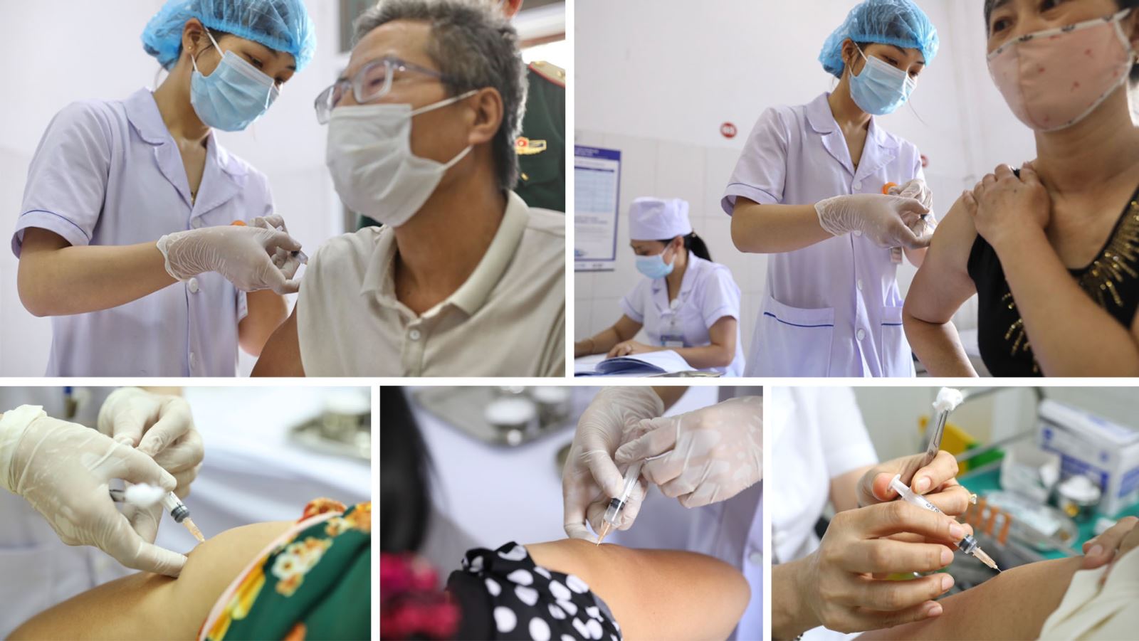 Nhân viên y tế tiêm thử nghiệm vaccine Nano Covax cho tình nguyện viên tại huyện Văn Lâm (Hưng Yên).