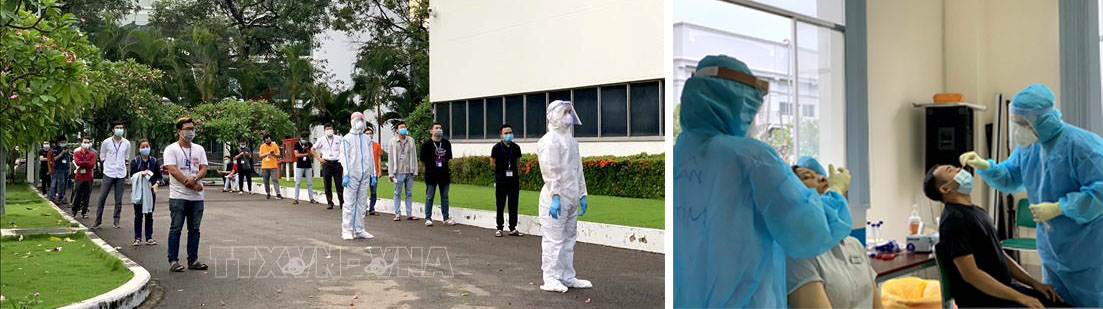 Lấy mẫu xét nghiệm sàng lọc COVID-19 ngẫu nhiên cho công nhân Công ty TNHH CCH TOP Việt Nam.