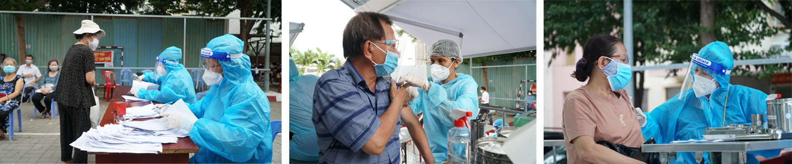 UBND quận Gò Vấp sử dụng xe tiêm vaccine lưu động để triển khai tiêm phòng cho người dân trên 65 tuổi.