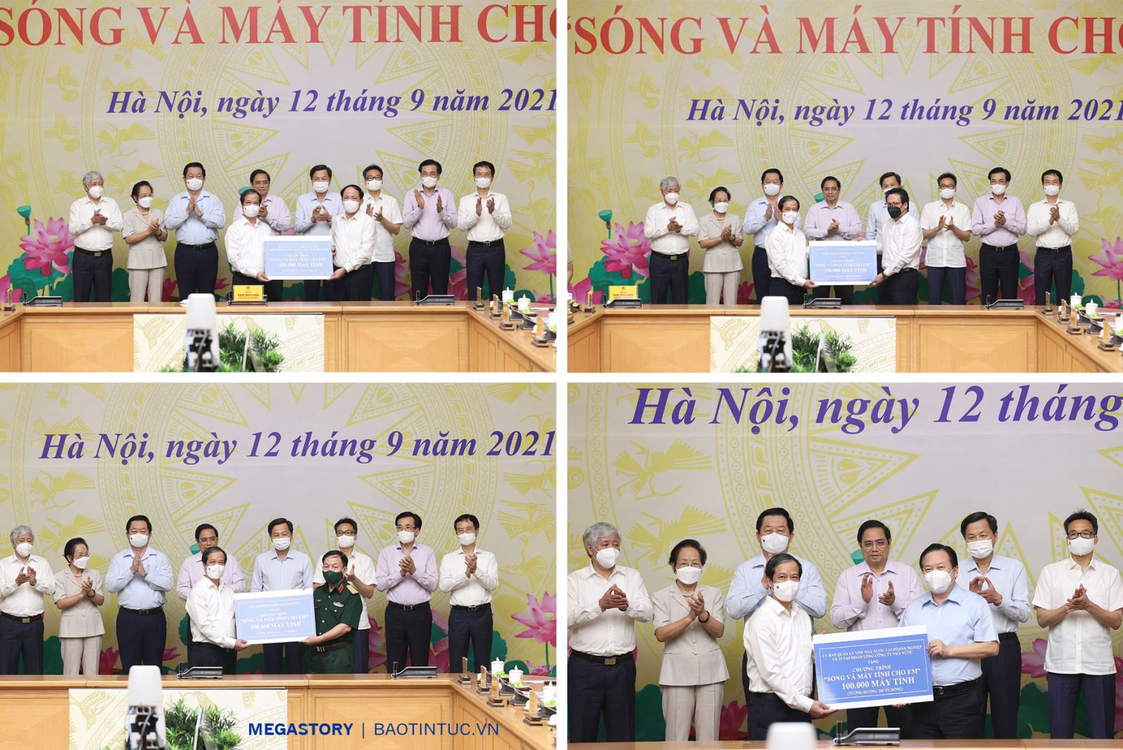 Tiếp nhận các phần quà tặng tại chương trình "Sóng và máy tính cho em".