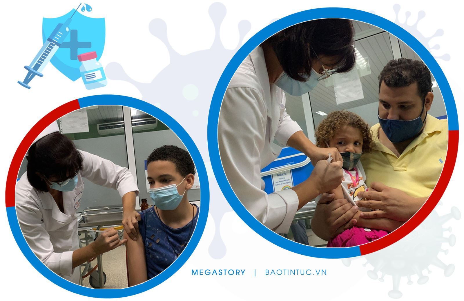 Nhân viên y tế tiêm vaccine ngừa COVID-19 cho trẻ tại Havana, Cuba ngày 24/8/2021.