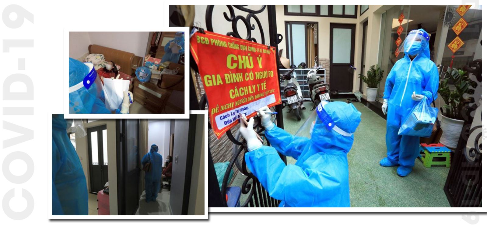 Nhân viên y tế đến kiểm tra sức khỏe và phát thuốc cho trường hợp F0 đang điều trị tại nhà.