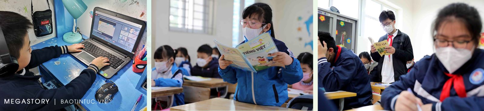 Ngành giáo dục kết hợp học trực tiếp tại trường và học trực tuyến.