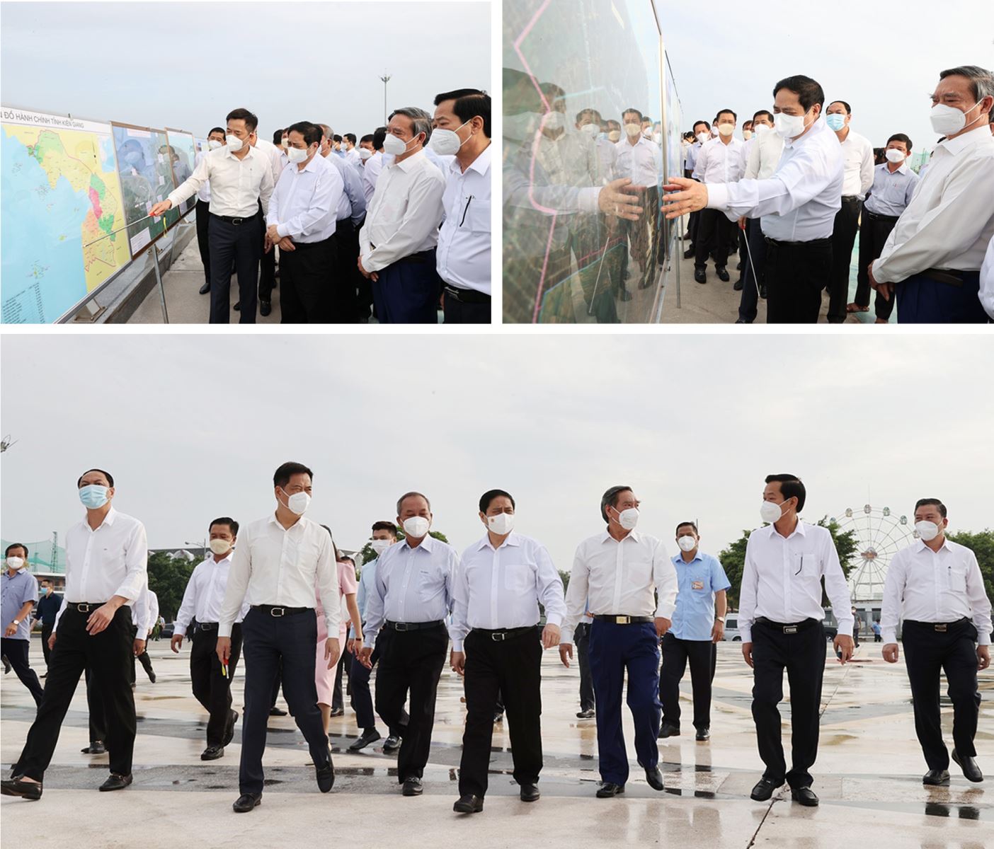 Thủ tướng Phạm Minh Chính đến khảo sát một số công trình tại khu vực lấn biển Kiên Giang.