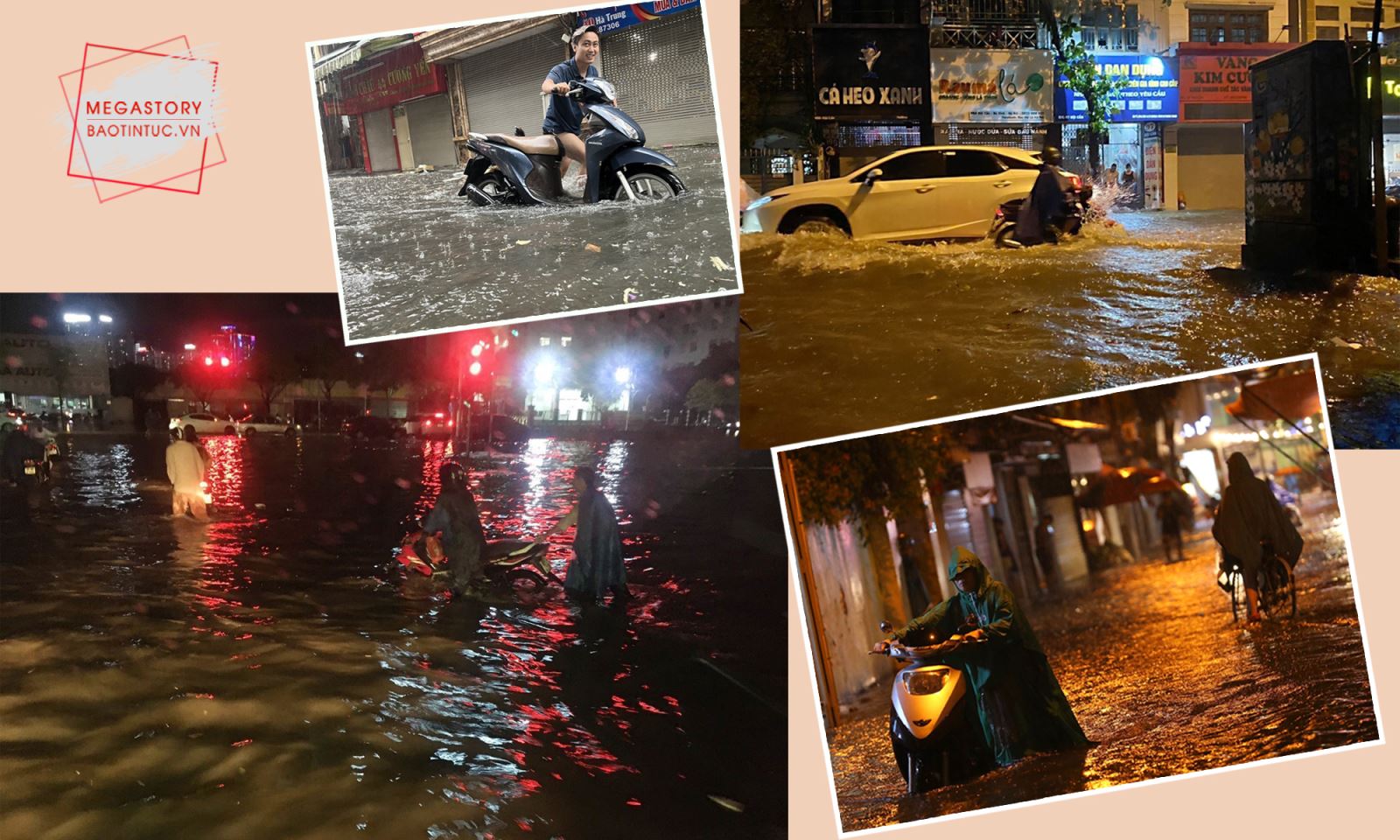 Nhiều tuyến phố Hà Nội ngập sâu trong nước sau mưa lớn.