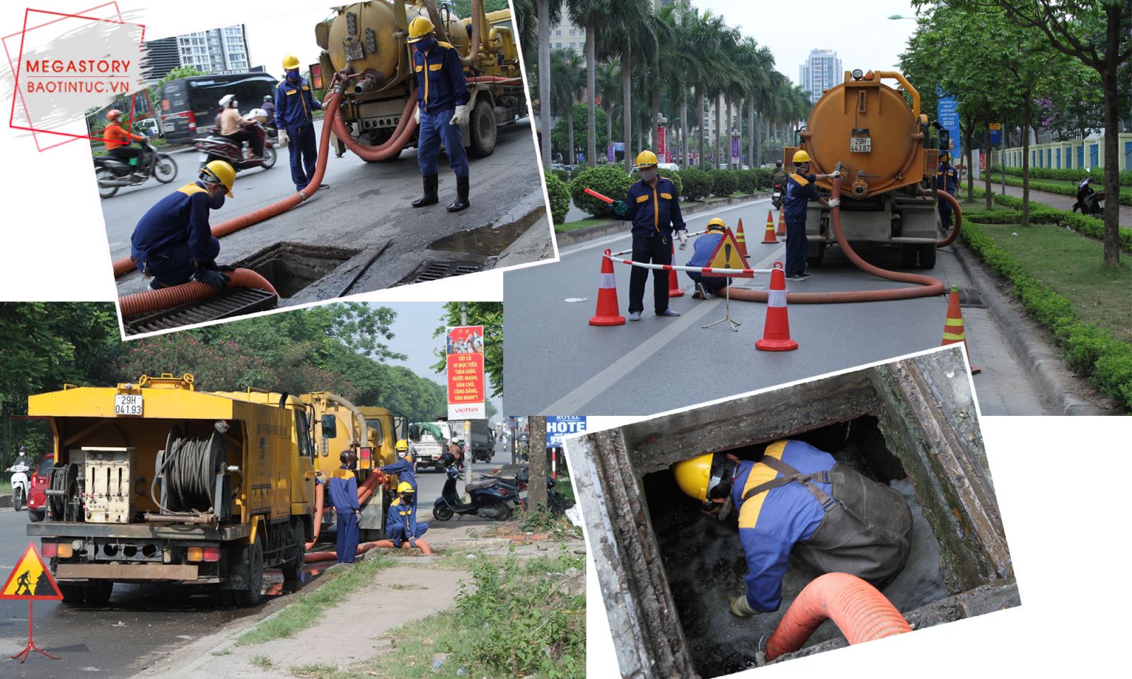 Công nhân Xí nghiệp Thoát nước số 2 - Công ty TNHH MTV Thoát nước Hà Nội thực hiện nạo vét cống, đảm bảo tiêu thoát nước, chống úng ngập.
