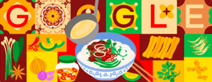 Phở Việt Nam còn được tôn vinh trên công cụ tìm kiếm Google Doodle