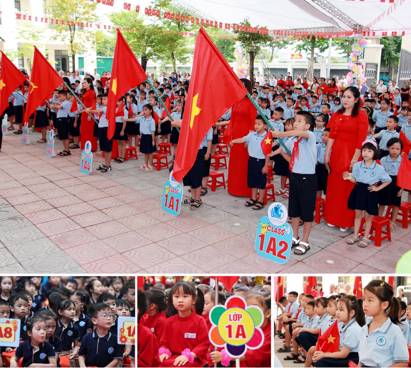 Nét hồn nhiên, trong trắng của học sinh lớp 1 trong ngày khai giảng năm học mới.