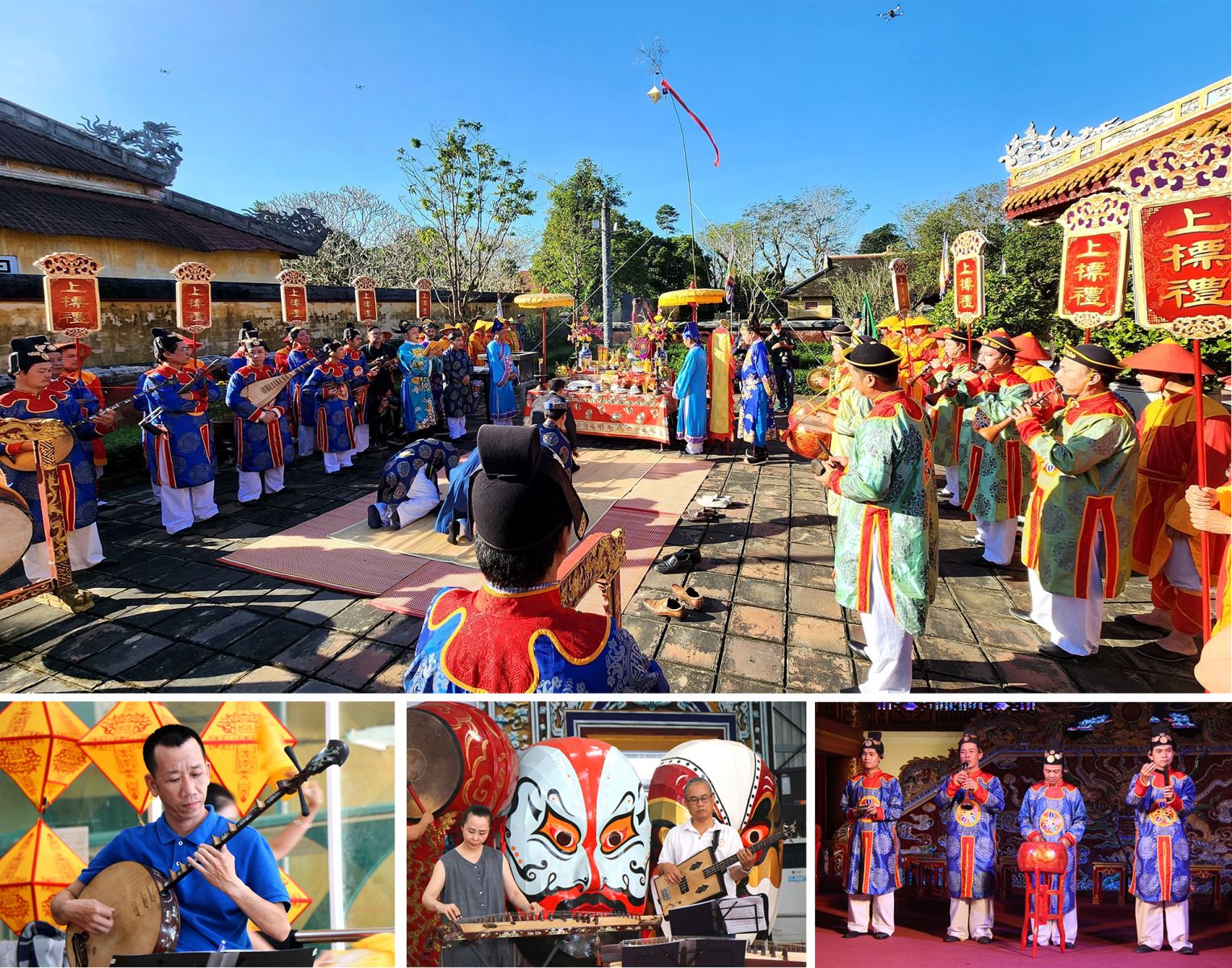 Các nghệ sỹ của của Nhà hát Nghệ thuật truyền thống Cung đình Huế đưa Nhã nhạc cung đình đến gần hơn với công chúng.