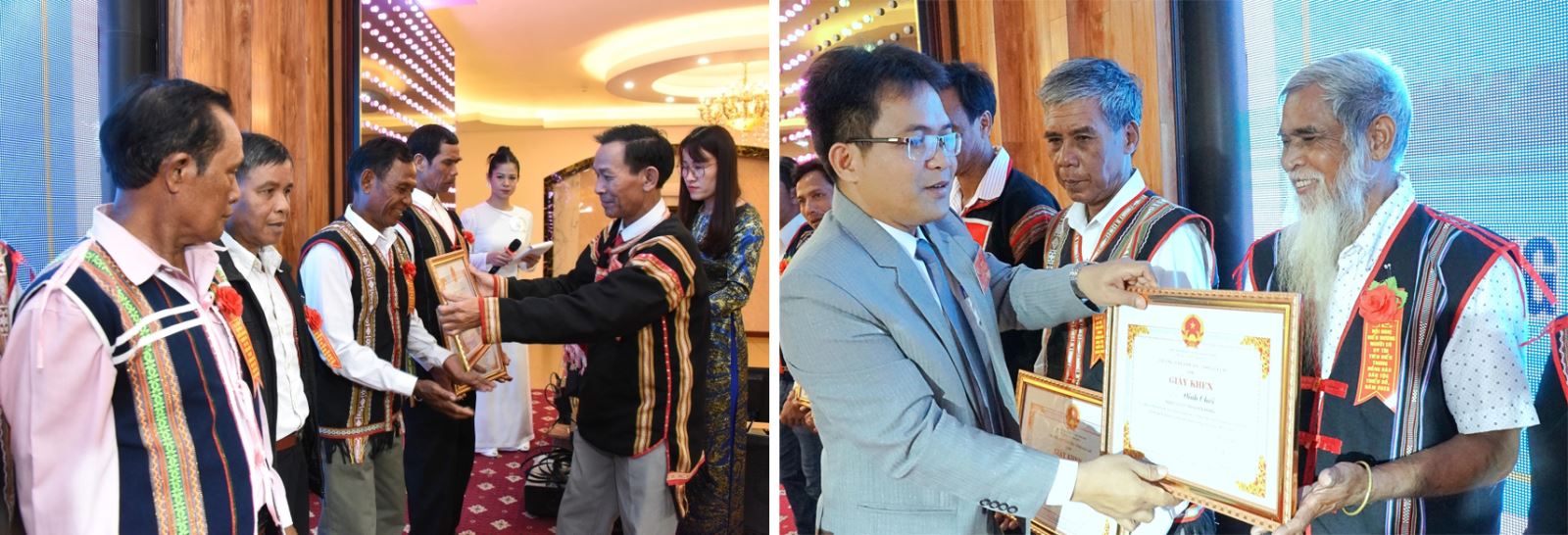 Ban Dân tộc tỉnh Gia Lai tặng Giấy khen cho những người có uy tín.