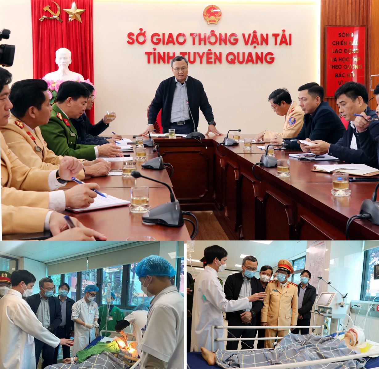 Ông Khuất Việt Hùng, Phó Chủ tịch chuyên trách Ủy ban ATGT quốc gia, thăm hỏi, hỗ trợ nạn nhân vụ tai nạn giao thông tại Tuyên Quang và chỉ đạo tại cuộc họp nhanh nhằm đánh giá, làm rõ nguyên nhân vụ tai nạn.