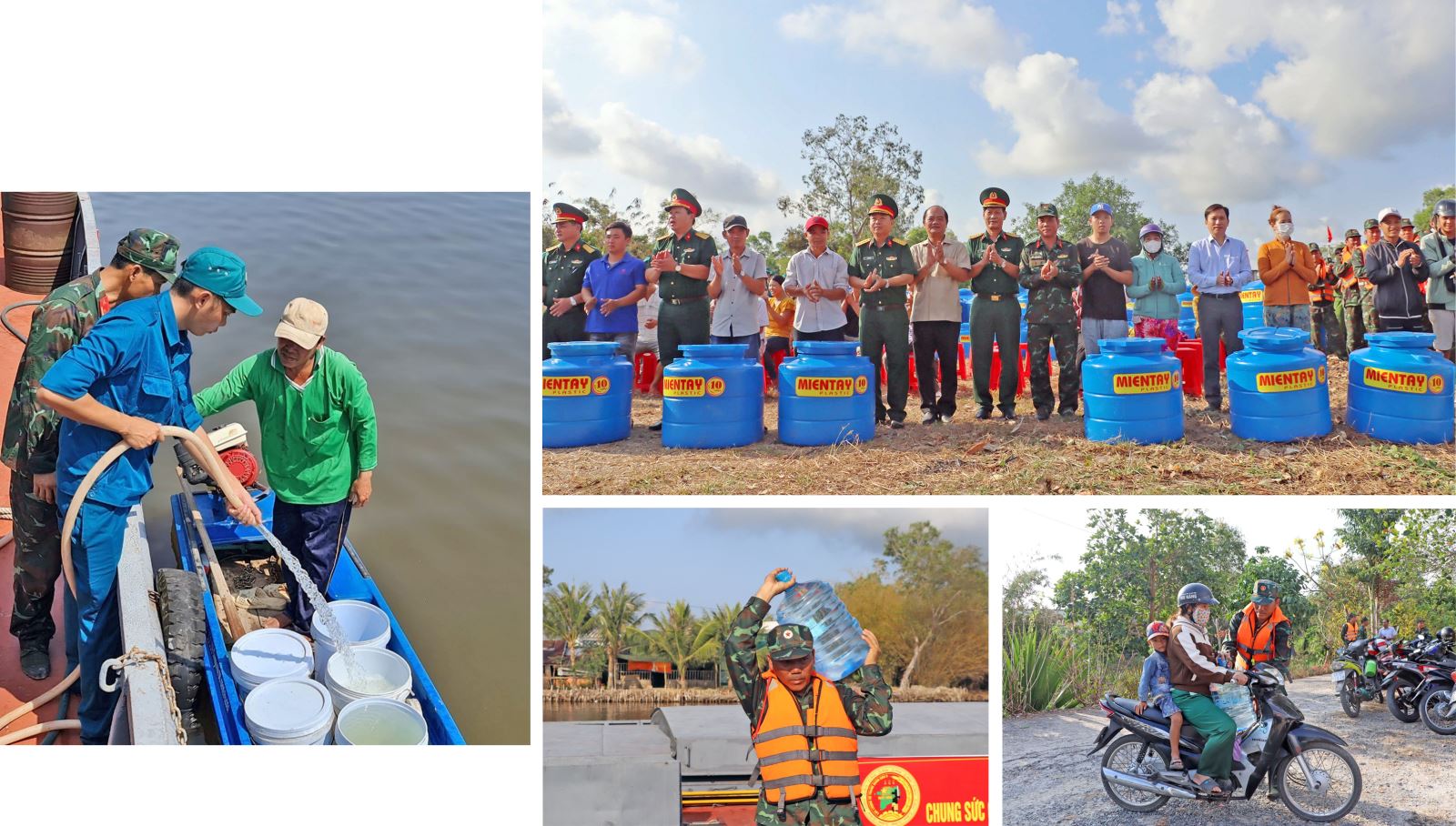 Nhằm giúp người dân tỉnh Cà Mau khắc phục tình trạng thiếu nước sinh hoạt do ảnh hưởng bởi hạn hán, xâm nhập mặn, ngày 8/4/2024, Lữ đoàn Vận Tải 659 thuộc Bộ Tư lệnh Quân khu 9 đã điều 3 tàu tải trọng từ 60 - 200 tấn chở hơn 1.700 m3 nước ngọt cung cấp cho người dân tại nhiều khu vực đang xảy ra tình trạng thiếu nước trầm trọng.