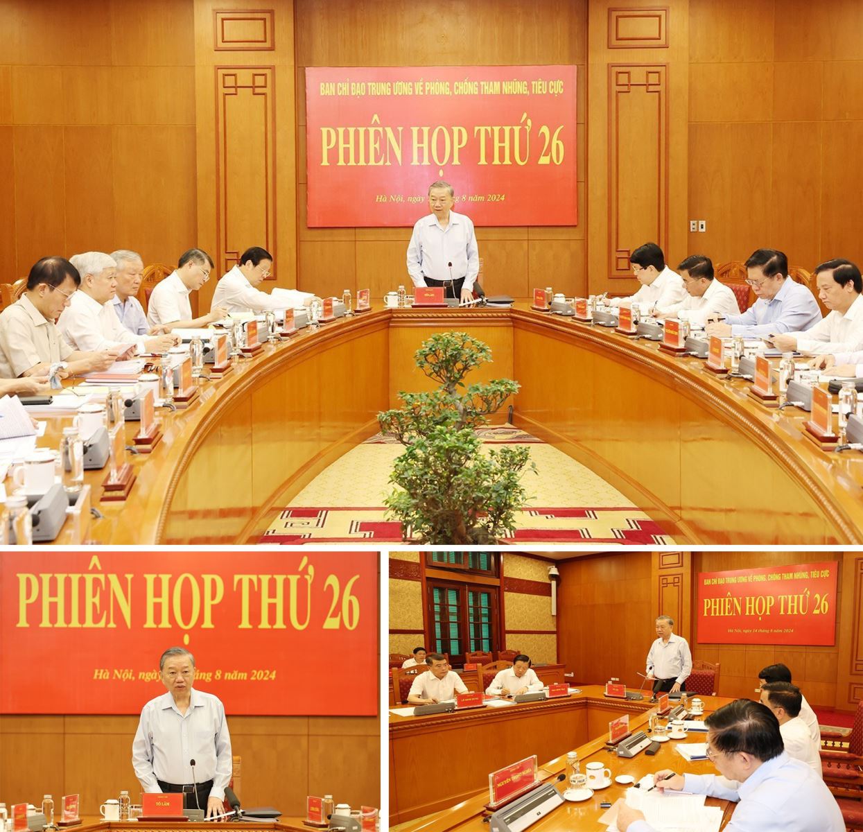 Sáng 14/8/2024, tại Trụ sở Trung ương Đảng, Ban Chỉ đạo Trung ương về phòng, chống tham nhũng, tiêu cực tổ chức Phiên họp thứ 26 dưới sự chủ trì của Tổng Bí thư, Chủ tịch nước Tô Lâm, Trưởng Ban Chỉ đạo.
