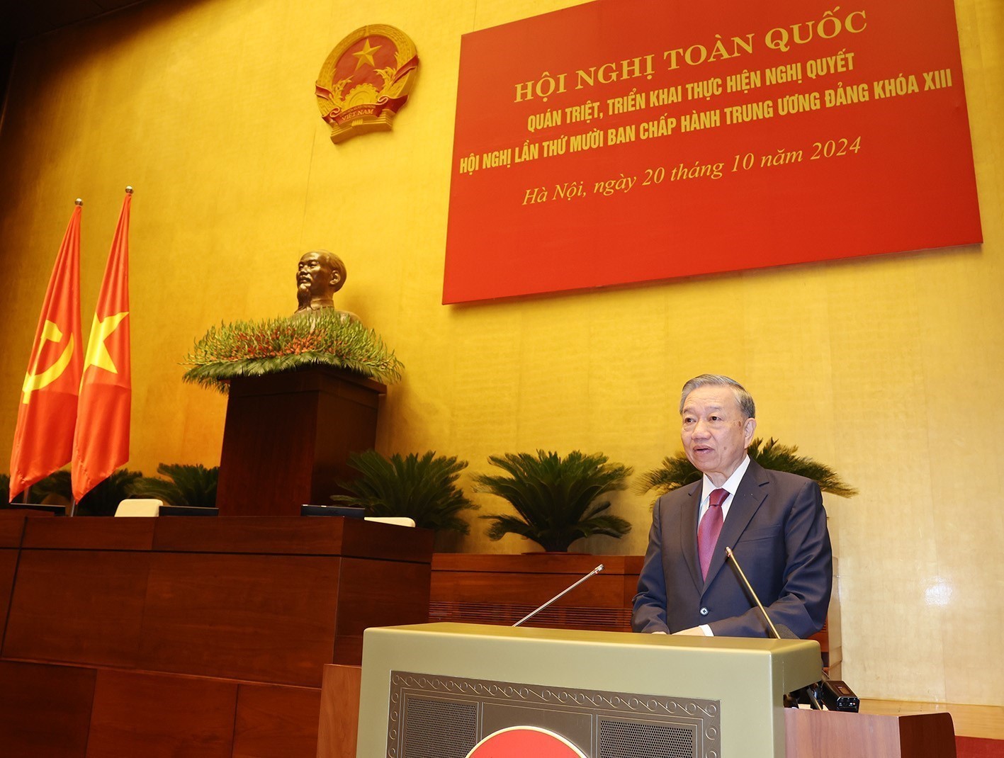 Tổng Bí thư Tô Lâm phát biểu chỉ đạo Hội nghị toàn quốc quán triệt, triển khai thực hiện Nghị quyết Hội nghị lần thứ 10, Ban Chấp hành Trung ương Đảng khóa XIII.