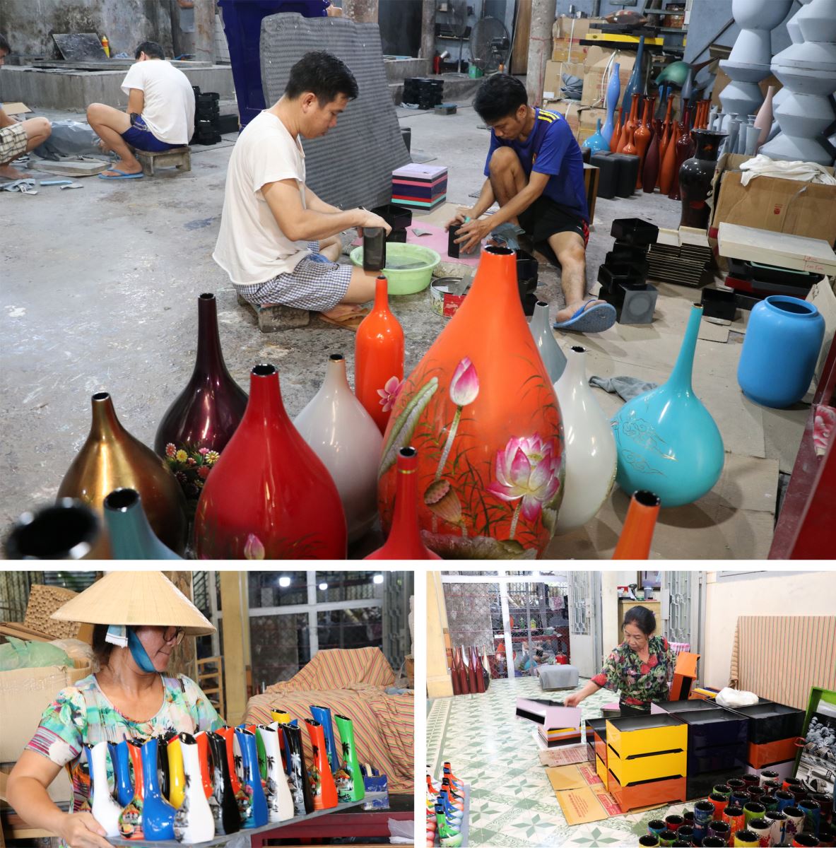 Chế tác sản phẩm sơn mài tại làng nghề Tương Bình Hiệp, thành phố Thủ Dầu Một, tỉnh Bình Dương.