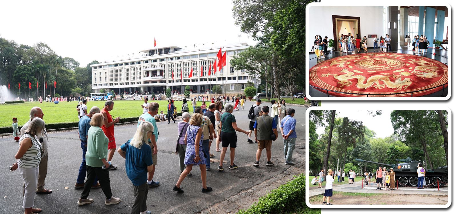 Khách quốc tế tham quan Dinh Độc Lập.