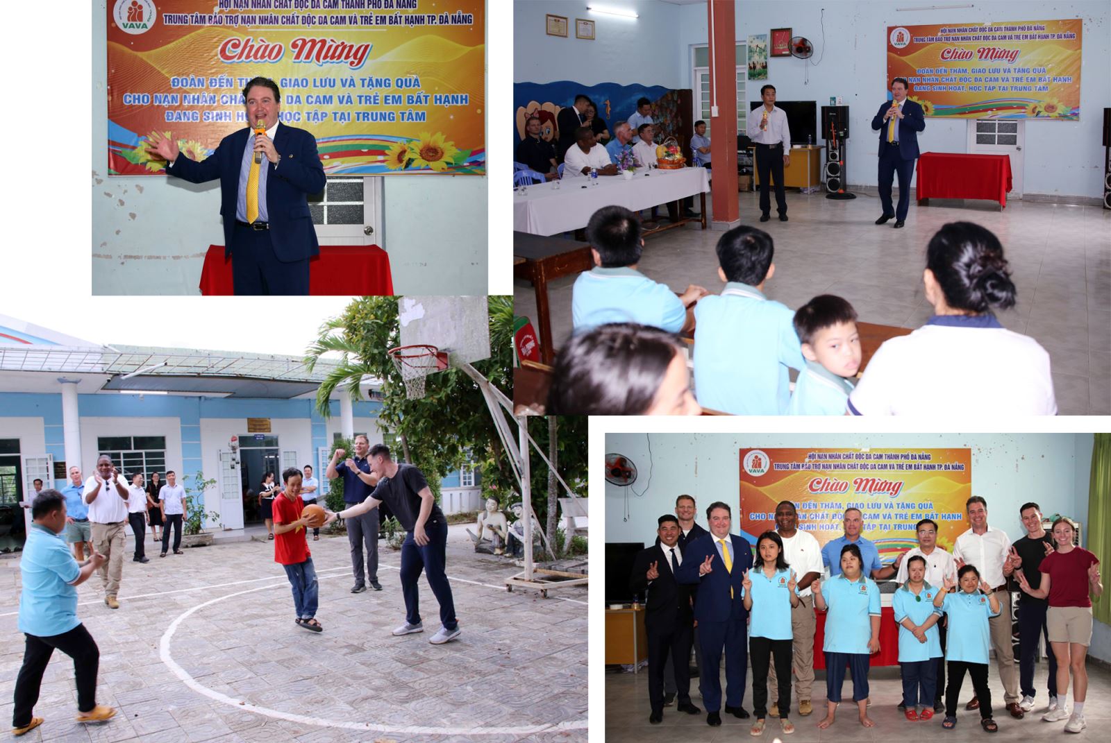Đại sứ Hoa Kỳ tại Việt Nam Marc Knapper cùng đoàn Cựu chiến binh Hoa Kỳ đến thăm Trung tâm Bảo trợ nạn nhân chất độc da cam và trẻ em bất hạnh thành phố Đà Nẵng và giao lưu thể thao cùng các nạn nhân, ngày 6/9/2024.