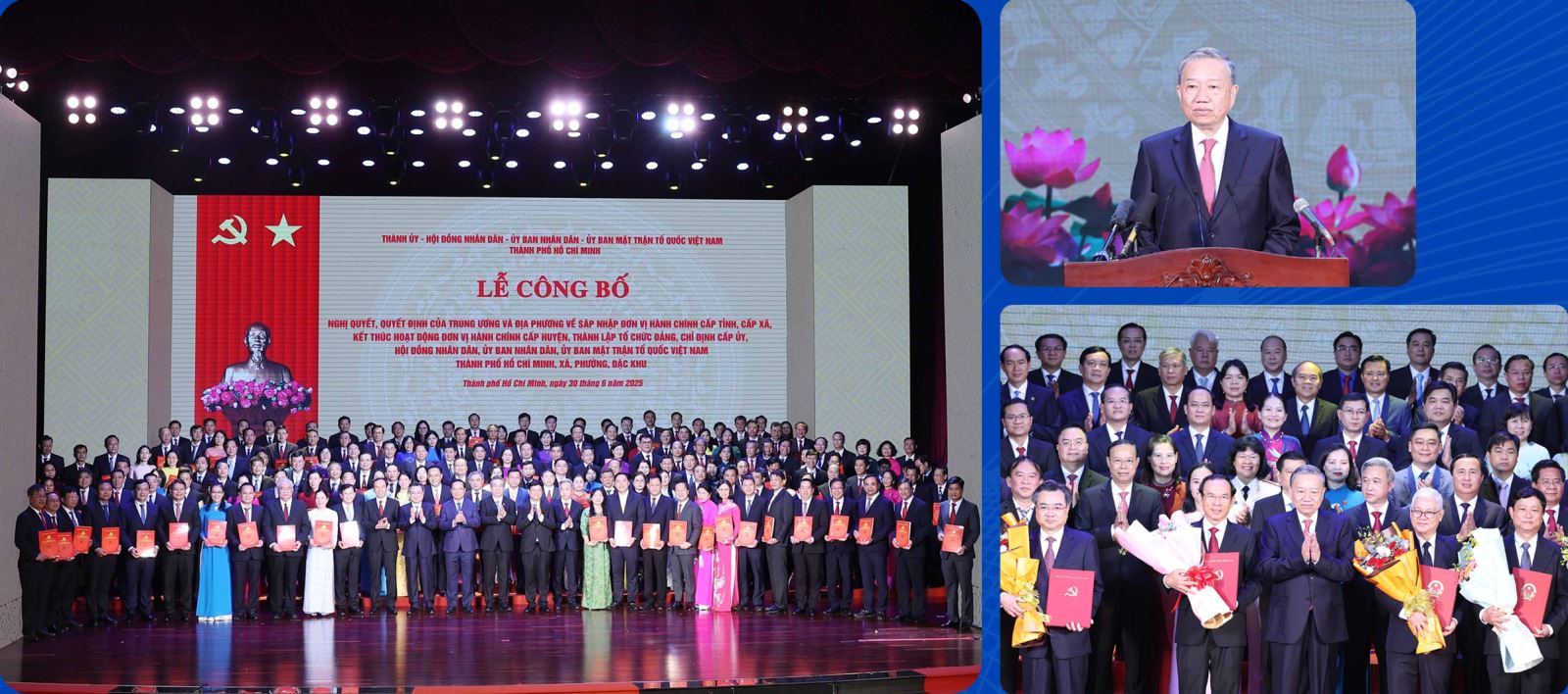 Tổng Bí thư Tô Lâm trao các nghị quyết, quyết định của Trung ương về việc sáp nhập đơn vị hành chính và thành lập tổ chức đảng, chỉ định cấp ủy, HĐND, UBND, Ủy ban MTTQ Việt Nam của TP Hồ Chí Minh.