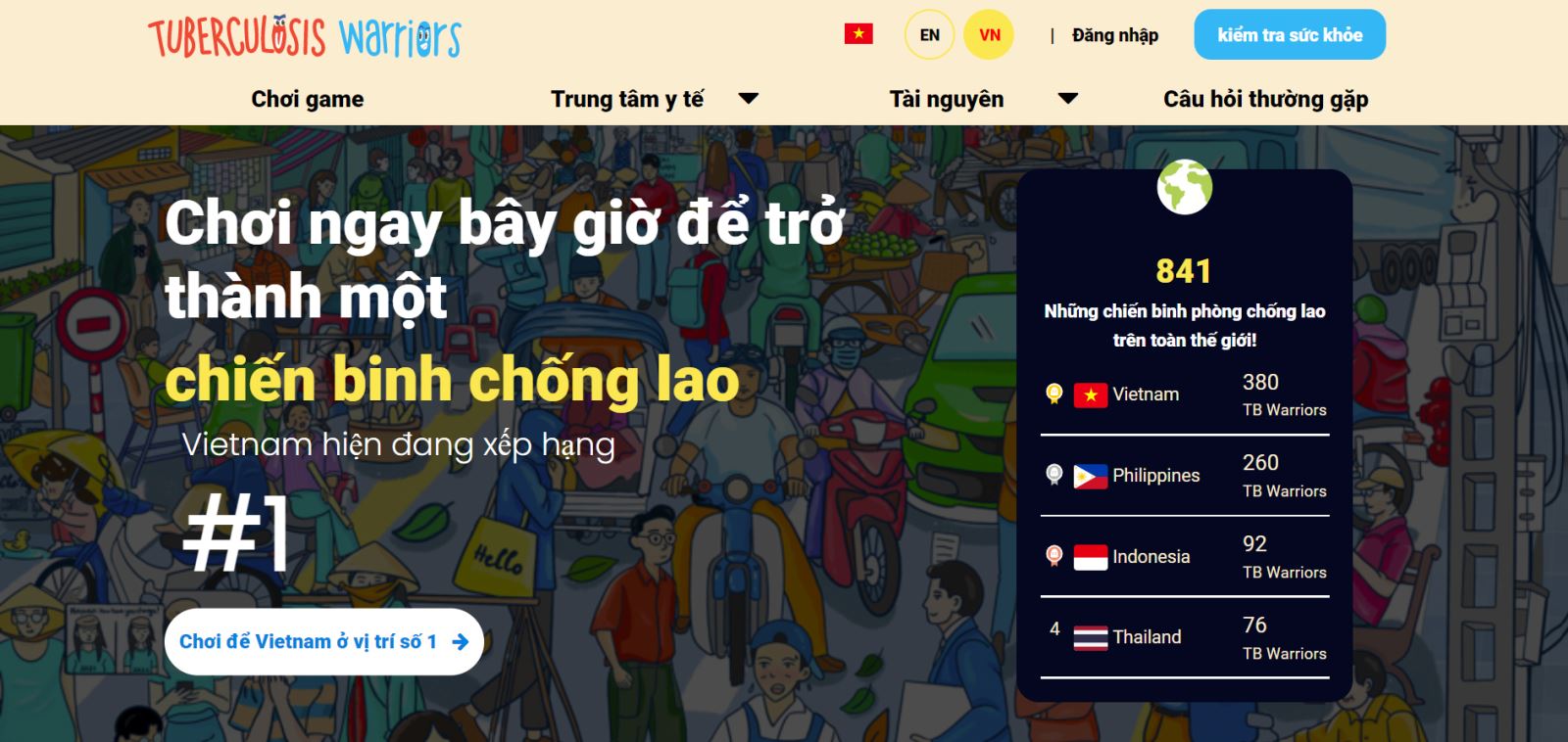 Ứng dụng trò chơi tương tác để phòng chống lao dành riêng cho thế hệ trẻ