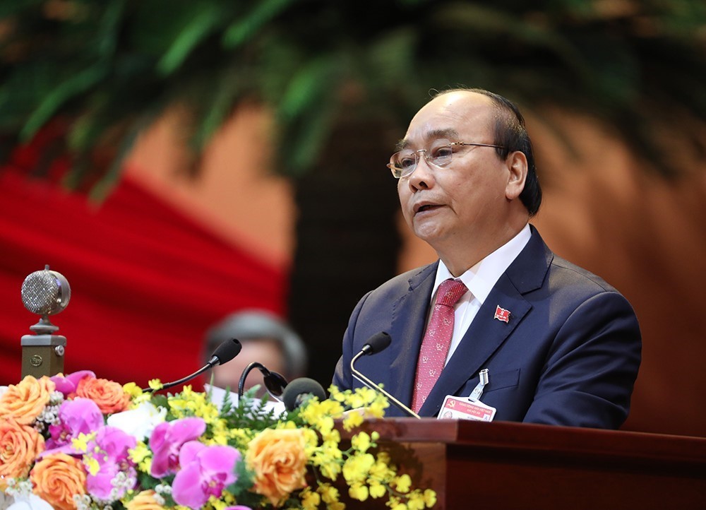 Đồng chí Nguyễn Xuân Phúc, Ủy viên Bộ Chính trị, Thủ tướng Chính phủ thay mặt Đoàn Chủ tịch đọc Diễn văn khai mạc Đại hội.