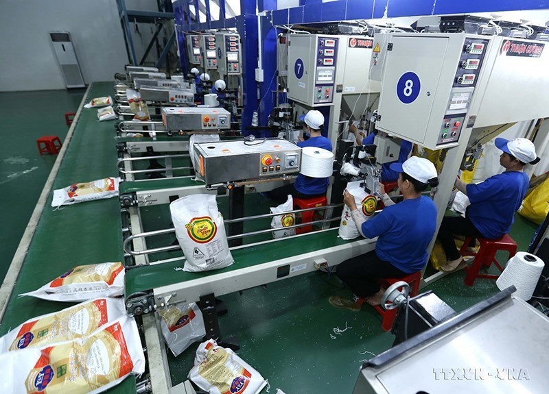Chế biến gạo xuất khẩu tại nhà máy của Công ty CP nông nghiệp công nghệ cao Trung An (Thành phố cần Thơ).