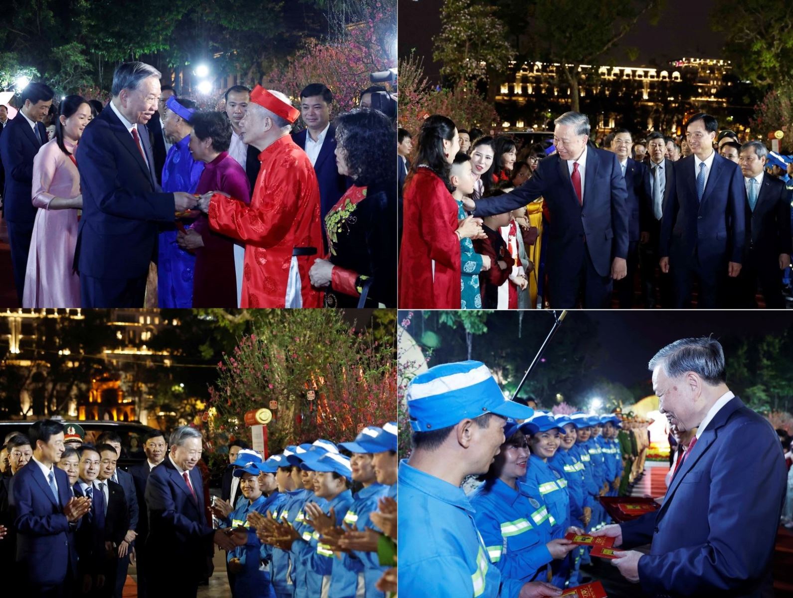 Tổng Bí thư Tô Lâm thăm hỏi, chúc Tết và mừng tuổi cho đại diện các tầng lớp nhân dân, tại Vườn hoa Lý Thái Tổ, Hà Nội, tối giao thừa 16/2/2026.