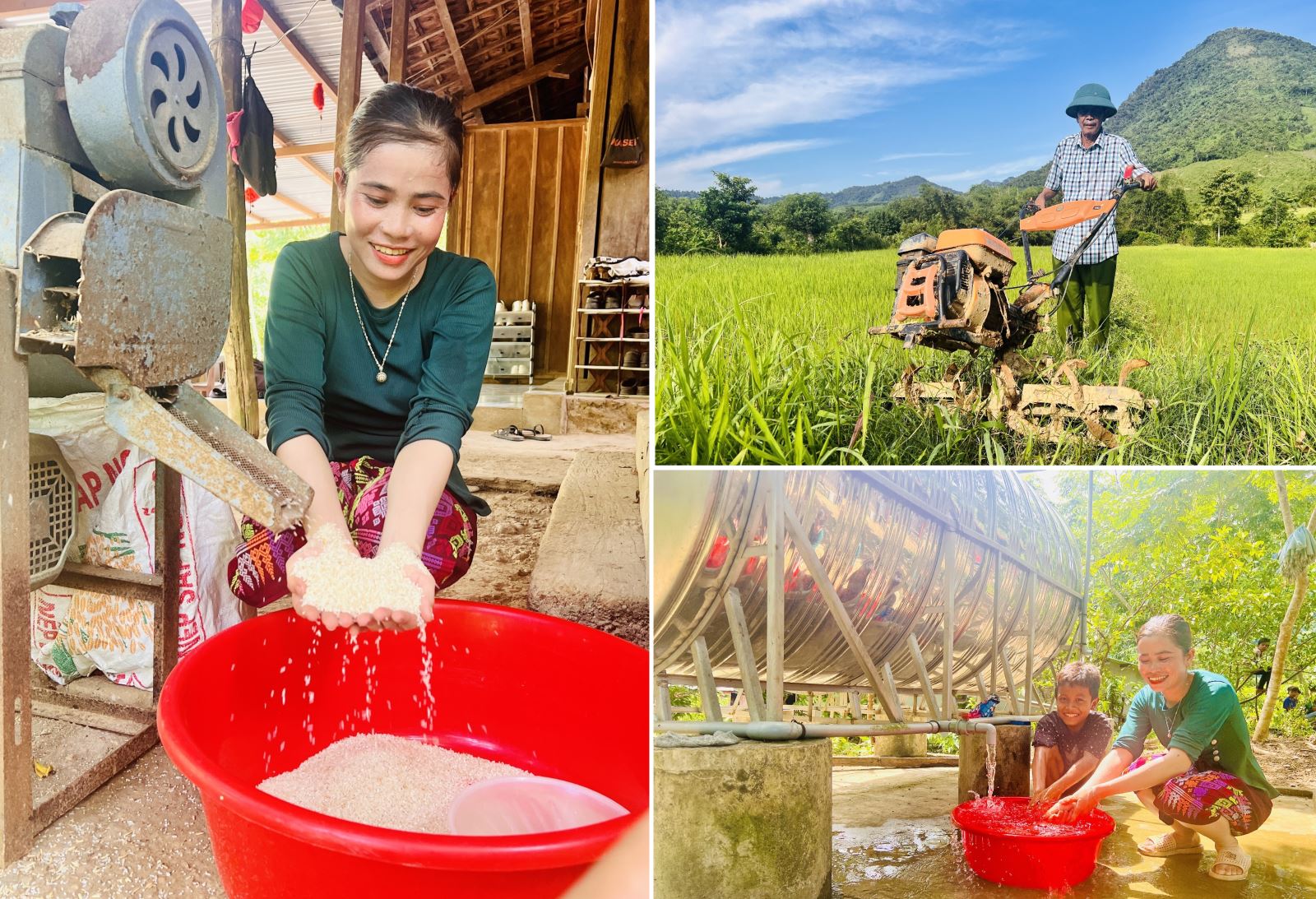 Đồn Biên phòng Làng Mô tặng công trình nước sạch, máy cày, máy xát lúa cho các hộ đồng bào dân tộc Vân Kiều ở xã Trường Sơn.